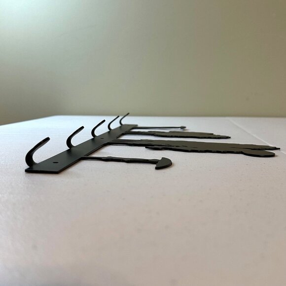 Small metal wall art Tie key scarf towel umbrella leash rack holder 5 hooks - Picture 4 of 13